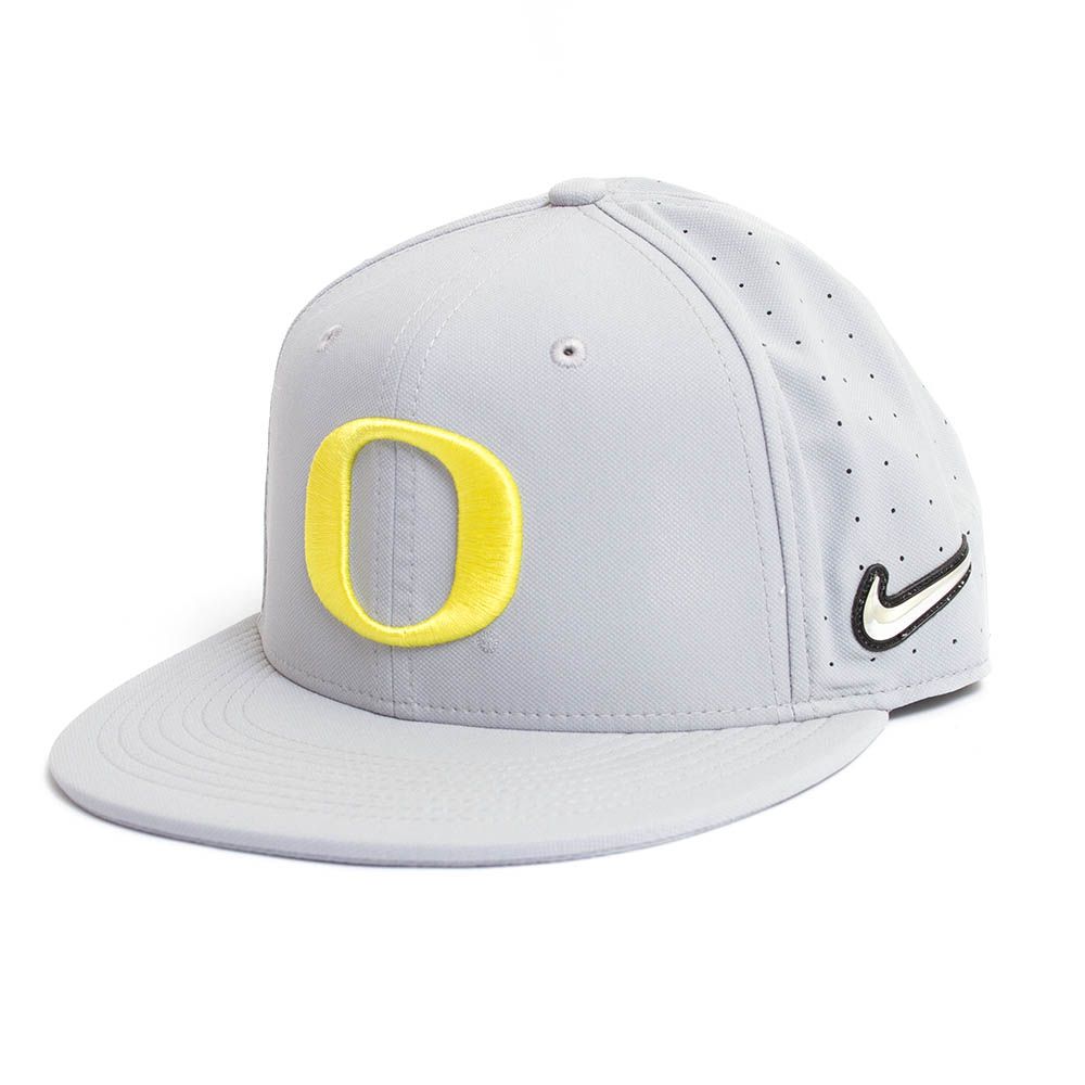 Classic Oregon O, Nike, Grey, Flatbill, Performance/Dri-FIT, Accessories, Men, Baseball, Sized, Hat, 379672